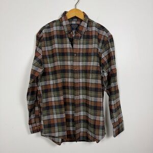 Pendleton Mason Plaid Button Front Shirt Size Large Cotton Flannel Outdoors